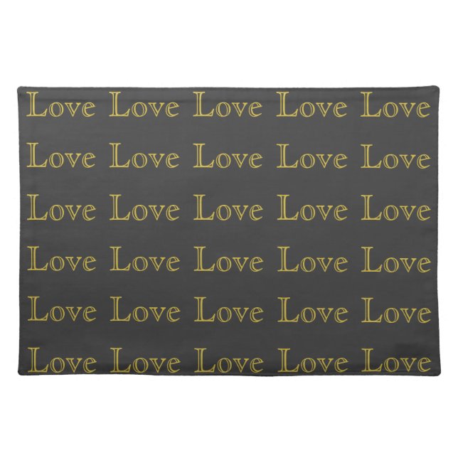 Stylish Gold Grey Classical Love Wedding Cloth Placemat (Front)