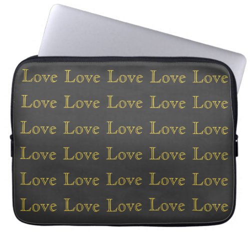 Stylish Gold Grey Classical Love Wedding Laptop Sleeve