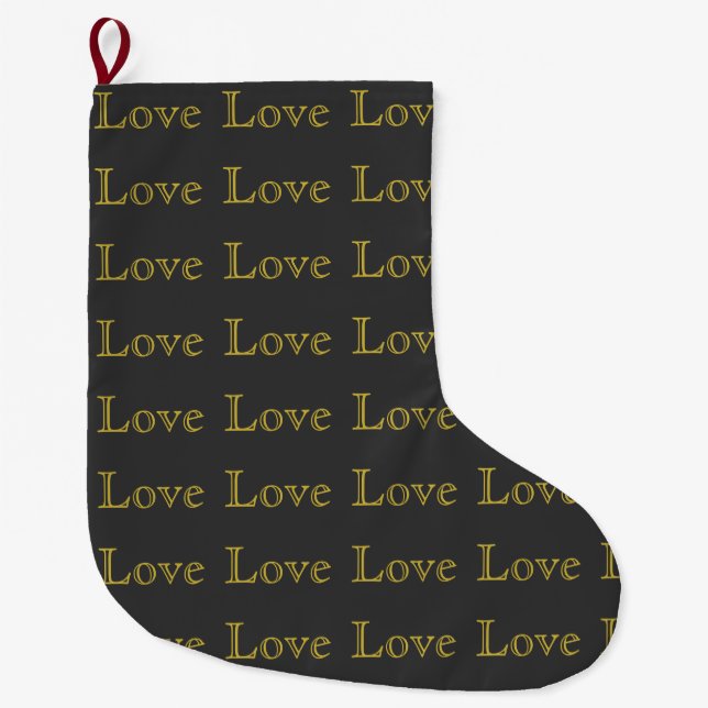 Stylish Gold Grey Classical Love Wedding Large Christmas Stocking (Front)