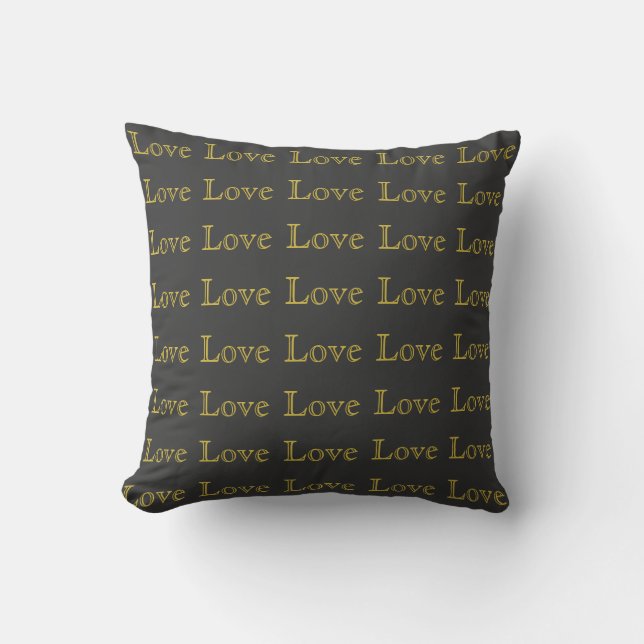Stylish Gold Grey Classical Love Wedding Throw Pillow (Front)