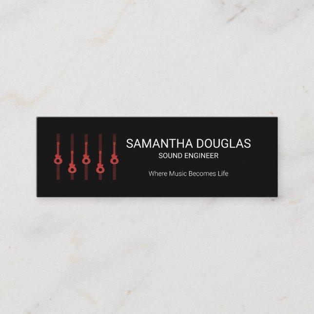 Stylish Gold Guitar Equalizer Panel Sound Engineer Mini Business Card (Front)