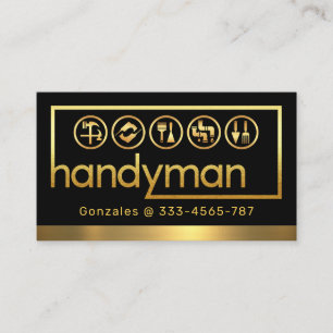 Stylish Gold Handyman Tools Frame Business Card