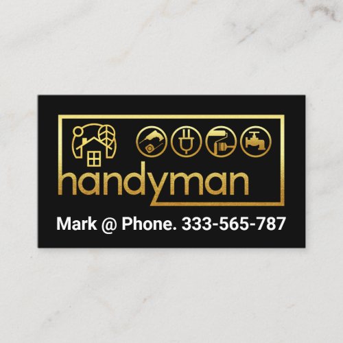 Stylish Gold Handyman Tools Frame Business Card