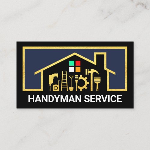 Stylish Gold Handyman Tools Home Business Card