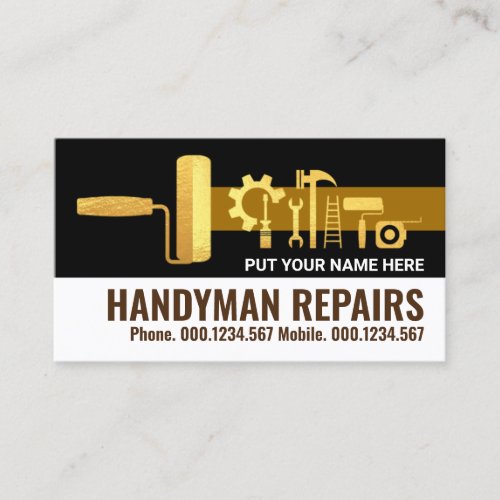 Stylish Gold Handyman Tools Home Renovation Business Card