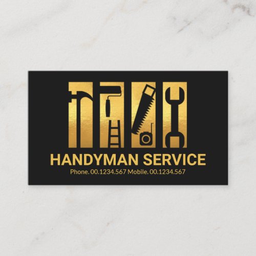 Stylish Gold Handyman Tools Stripe Remodeling Business Card