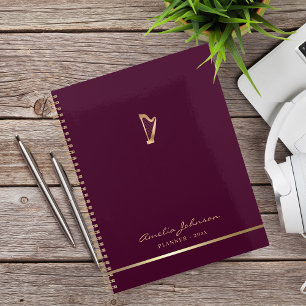Stylish Gold Harp Music Teacher Custom Planner