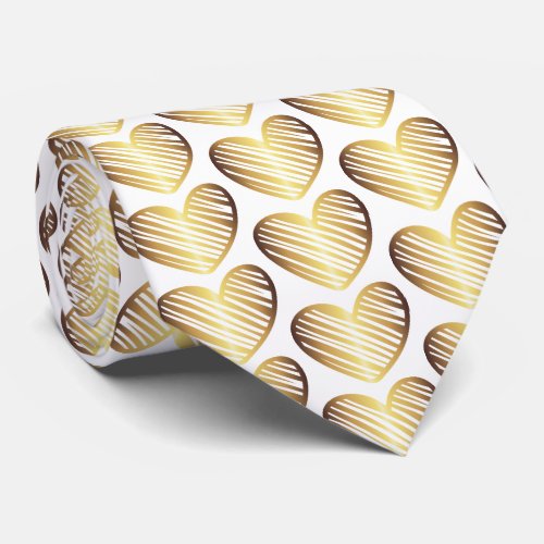 Stylish Gold Hearts Pattern Foil Valentines Neck Tie