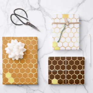 Stylish Gold Honeycomb Honey Wrapping Paper Sheets