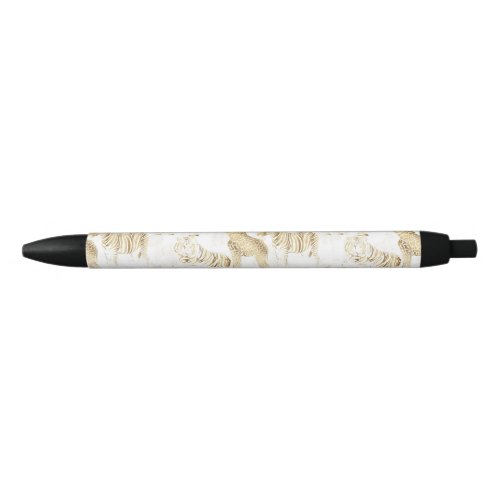 Stylish Gold Jungle Wild Animals Pattern Black Ink Pen