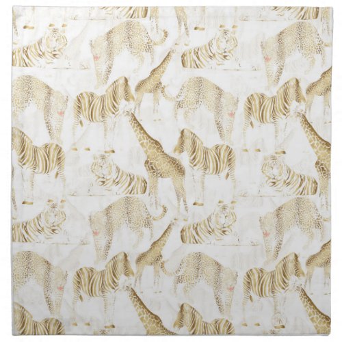 Stylish Gold Jungle Wild Animals Pattern Cloth Napkin
