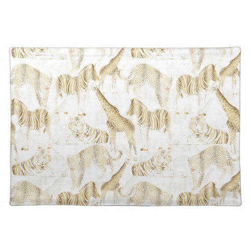 Stylish Gold Jungle Wild Animals Pattern Cloth Placemat