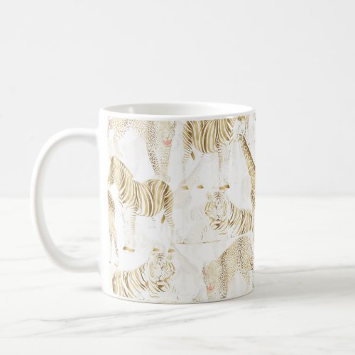Stylish Gold Jungle Wild Animals Pattern Coffee Mug