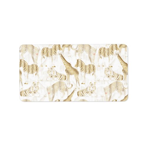 Stylish Gold Jungle Wild Animals Pattern Label