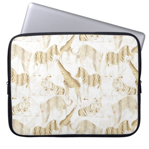 Stylish Gold Jungle Wild Animals Pattern Laptop Sleeve