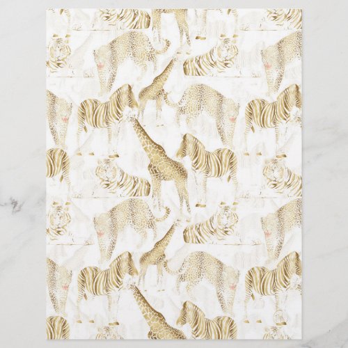 Stylish Gold Jungle Wild Animals Pattern Letterhead