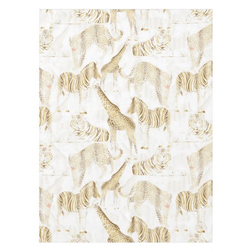 Stylish Gold Jungle Wild Animals Pattern Tablecloth