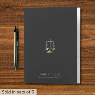 Stylish Gold Justice Scale Legal Pocket Folder