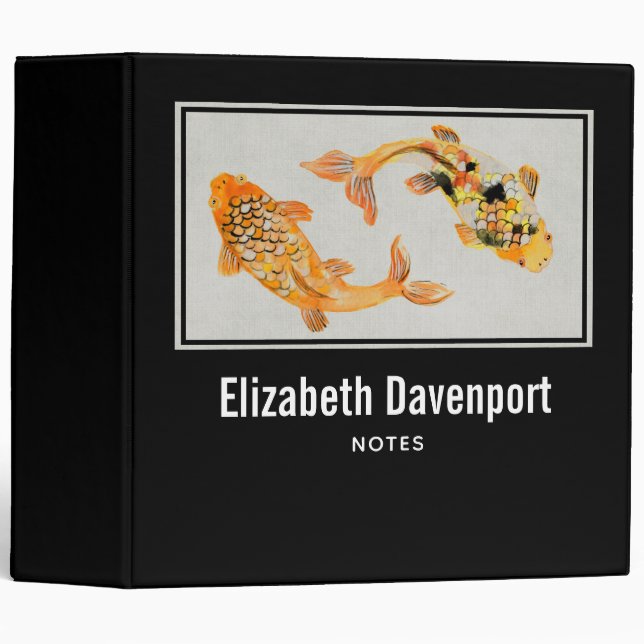 Stylish Gold Koi Fish 3 Ring Binder (Front/Spine)