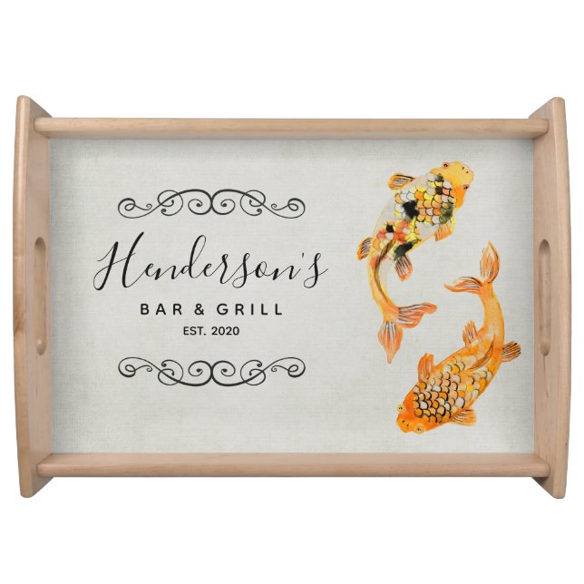 Stylish Gold Koi Fish Bar & Grill Serving Tray (Front)