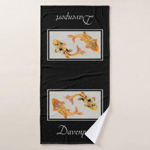 Stylish Gold Koi Fish Bath Towel Set