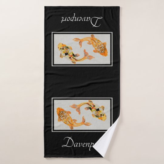 Stylish Gold Koi Fish Bath Towel Set