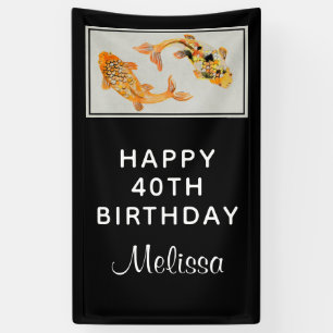 Stylish Gold Koi Fish Birthday Banner