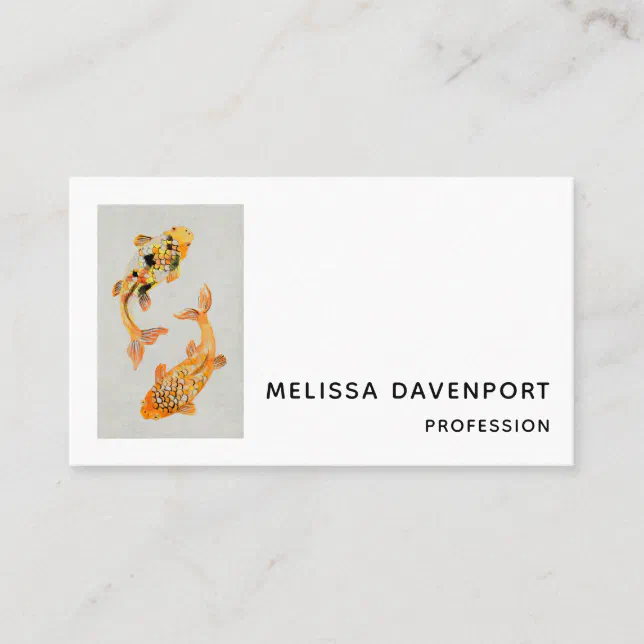 Stylish Gold Koi Fish Business Card Zazzle