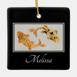 Stylish Gold Koi Fish Ceramic Ornament