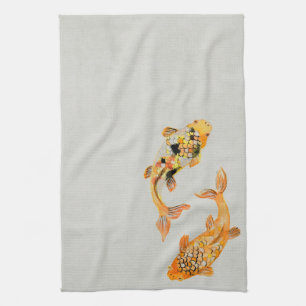 Stylish Gold Koi Fish Kitchen Towel