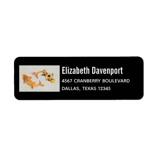 Stylish Gold Koi Fish Label (Front)