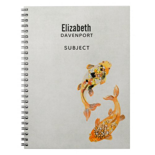 Stylish Gold Koi Fish Notebook