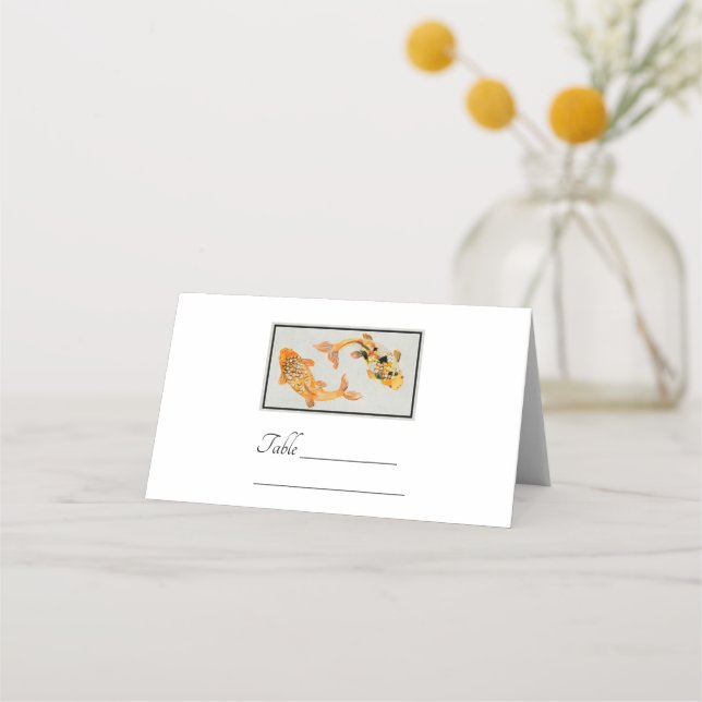 Stylish Gold Koi Fish Place Card (Front)