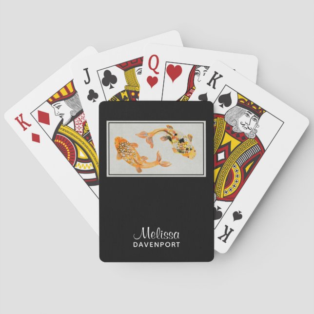 Stylish Gold Koi Fish Poker Cards (Back)