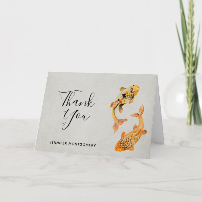 Stylish Gold Koi Fish Thank You Card (Front)