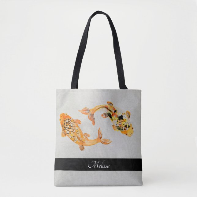 Stylish Gold Koi Fish Tote Bag (Front)