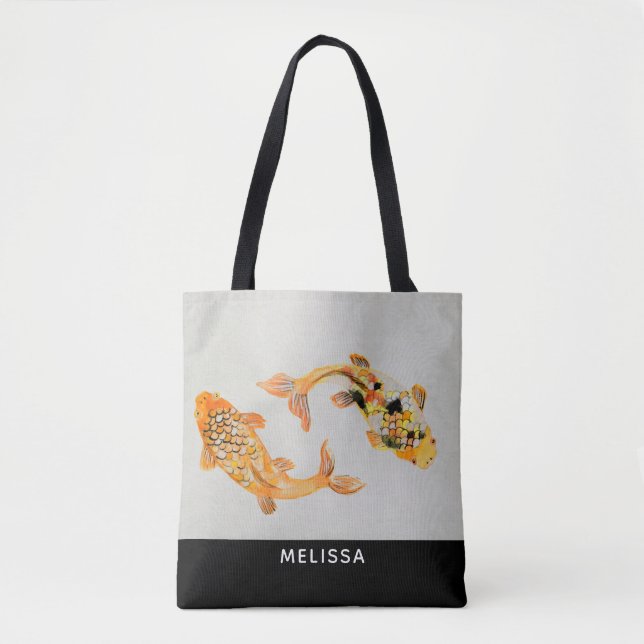 Stylish Gold Koi Fish Tote Bag (Front)