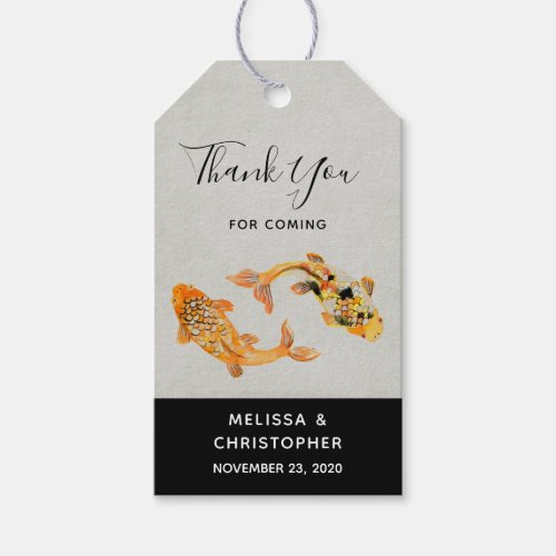 Stylish Gold Koi Fish Wedding Thank You Gift Tags