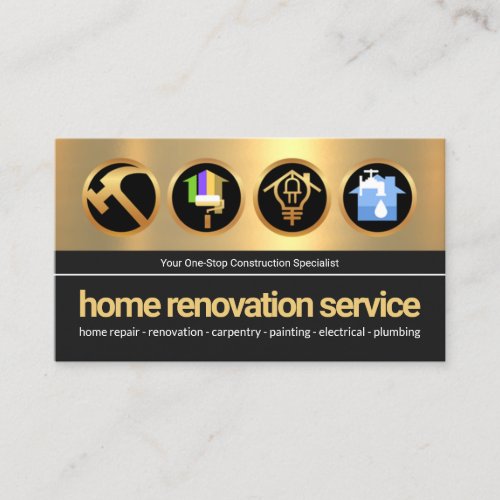 Stylish Gold Layer Creative Construction Icons Business Card