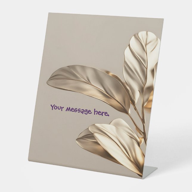 Stylish Gold Leaf  Pedestal Sign (Front)