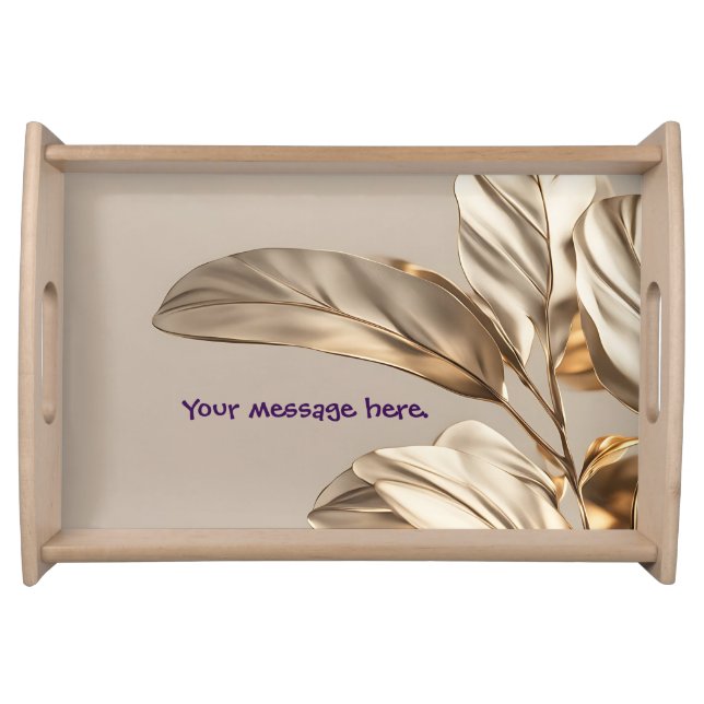 Stylish Gold Leaf  Serving Tray (Front)