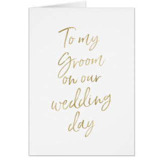 Stylish Gold lettered to my groom on our wedding Card