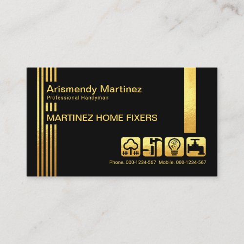 Stylish Gold Lines Construction Building Business Card