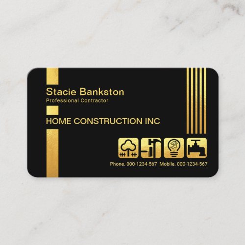 Stylish Gold Lines Construction Handyman Business Card