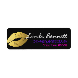 Stylish Gold Lips Fashionable Mini Card Label