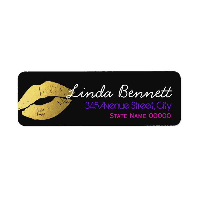 Stylish Gold Lips Fashionable Mini Card Label (Front)