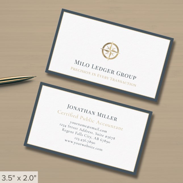 Stylish Gold Logo Border Business Card (Creator Uploaded)