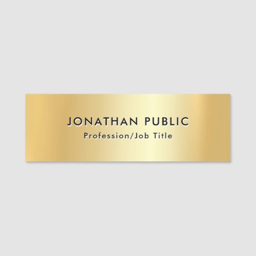 Stylish Gold Look Custom Template Staff Employee Name Tag
