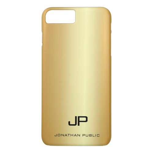 Stylish Gold Look Template Modern Monogram Name iPhone 8 Plus7 Plus Case