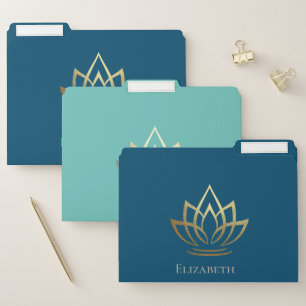 Stylish Gold Lotus File Folder